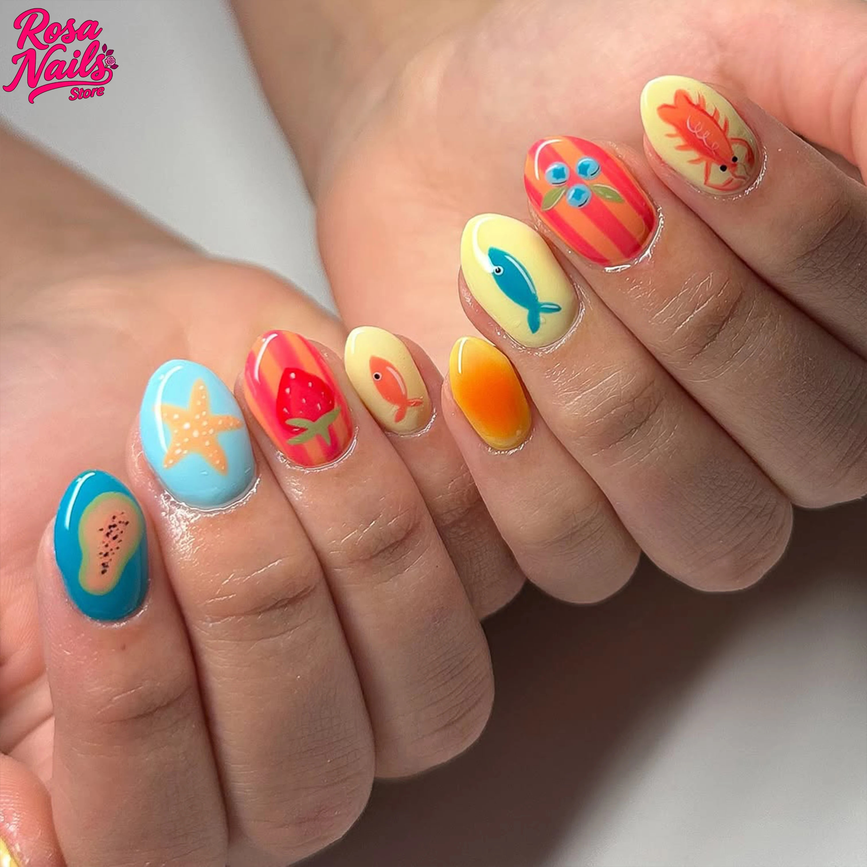 Handmade Fake Nails Press on Short Hand Painted Lobster Fish Fruit Nail Art Homemade Strawberry Blueberry Stripe Press on Nails
Handmade Fake Nails Press on Short Hand Painted Lobster Fish Fruit Nail Art Homemade Strawberry Blueberry Stripe Press on Nails