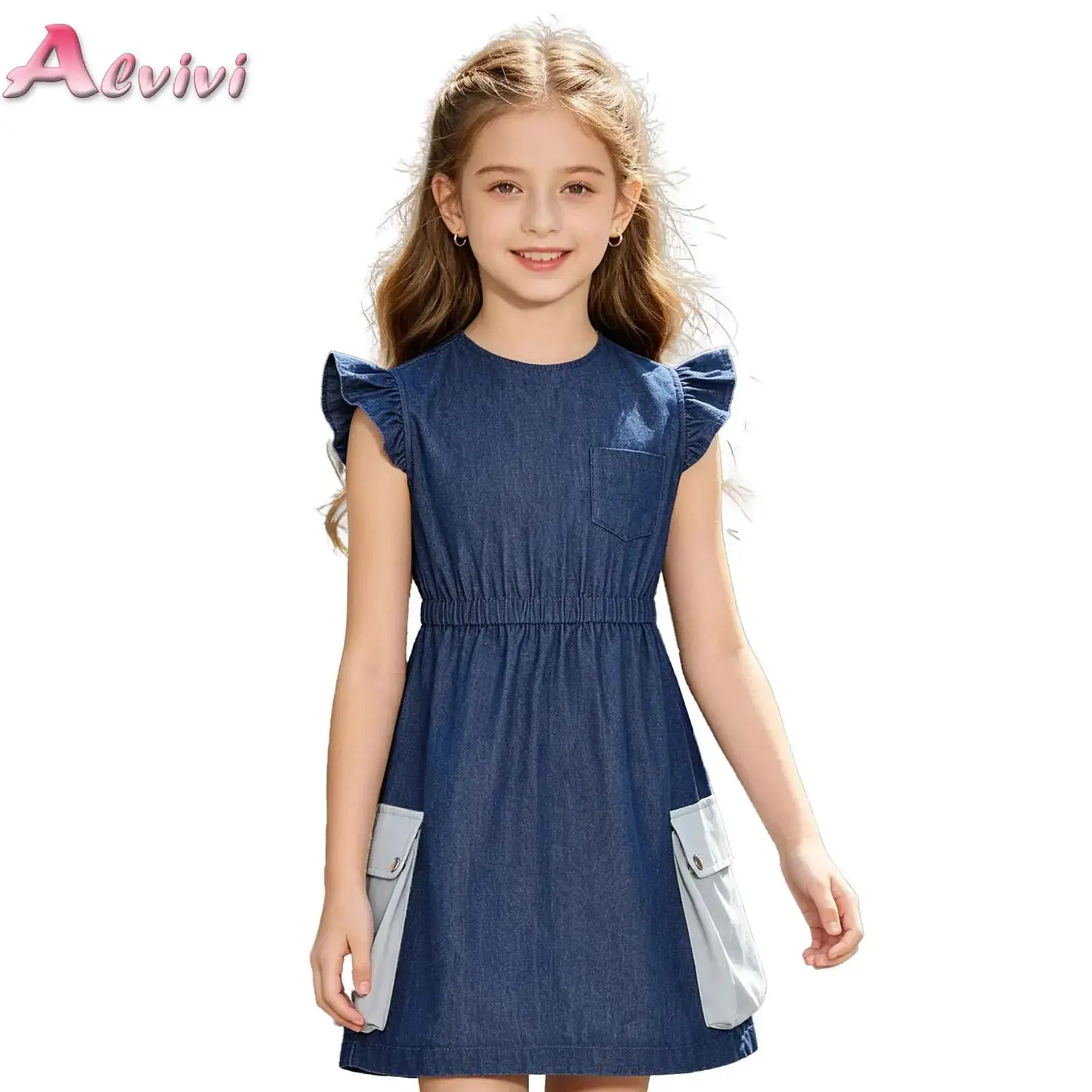Children's Clothing Baby Girls Kids Clothes 2026 New Summer Ruffle Flying Sleeve E Color Block Pockets Denim Dresses
Children's Clothing Baby Girls Kids Clothes 2026 New Summer Ruffle Flying Sleeve E Color Block Pockets Denim Dresses