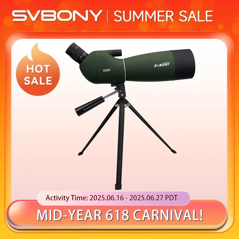 SVBONY SV28 25-75x70 Telescope Spotting Scope Powerful Zoom Monocular FMC BAK4 Waterproof For Bird Watching Target Shotting
SVBONY SV28 25-75x70 Telescope Spotting Scope Powerful Zoom Monocular FMC BAK4 Waterproof For Bird Watching Target Shotting