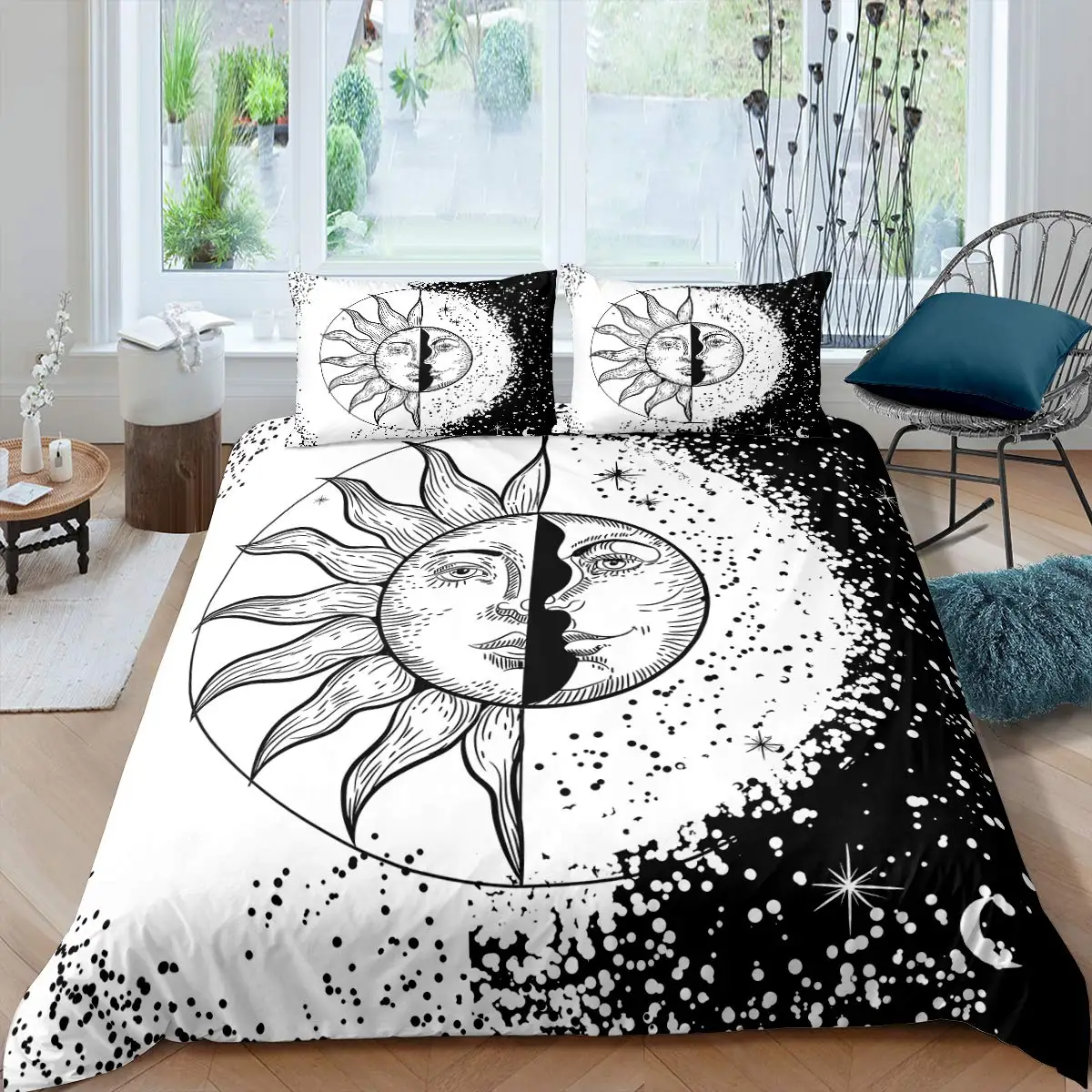 Sun Moon Duvet Cover Set Queen Bohemian Black And White Print Yin Yang Comforter Cover Galaxy Star Twin Bedding Set
Sun Moon Duvet Cover Set Queen Bohemian Black And White Print Yin Yang Comforter Cover Galaxy Star Twin Bedding Set