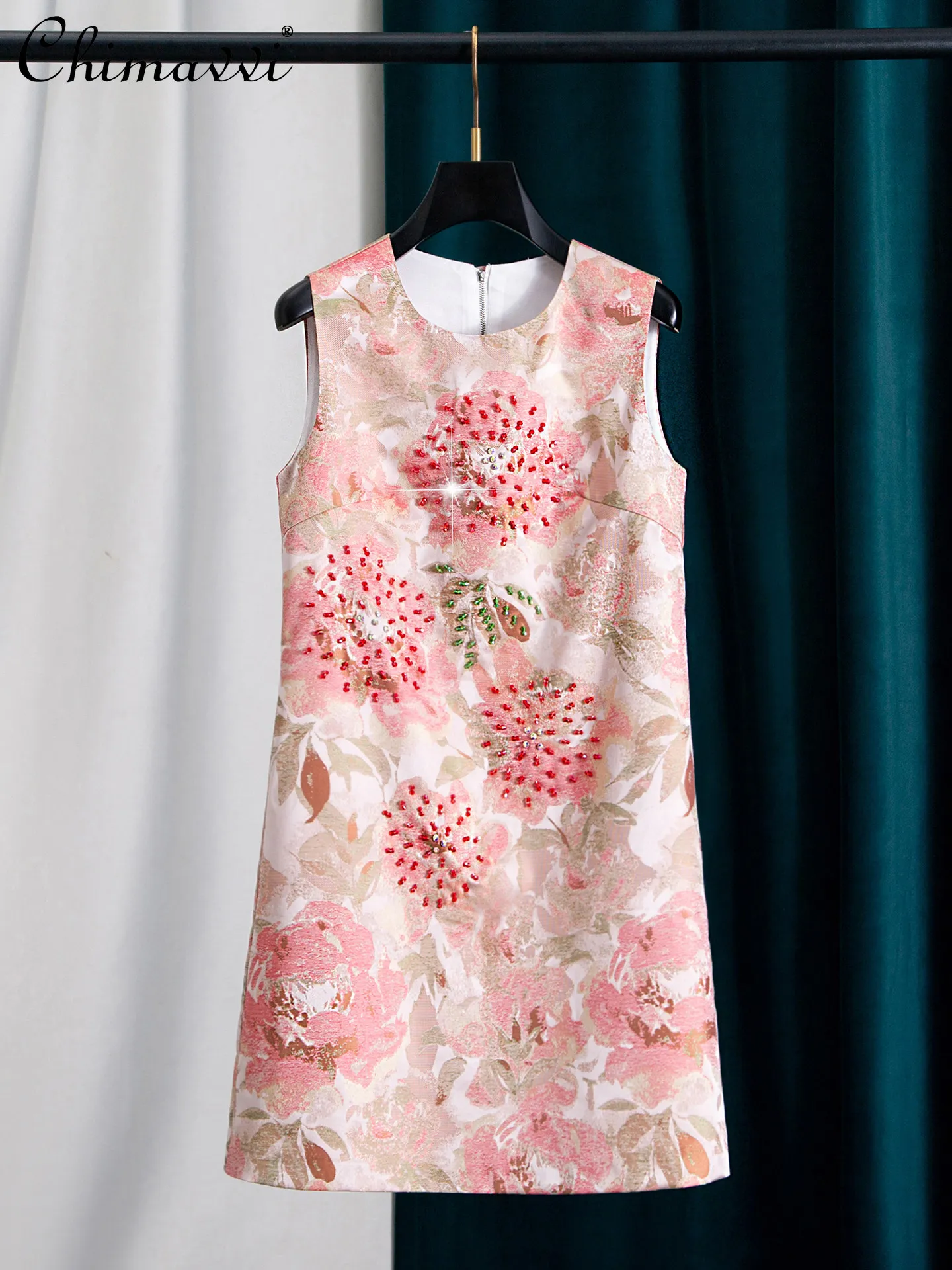 French Elegant Fashion Heavy Industry Beaded Jacquard Crew Neck Sleeveless High Waist A-line Short Dress For Women Summer 2026
French Elegant Fashion Heavy Industry Beaded Jacquard Crew Neck Sleeveless High Waist A-line Short Dress For Women Summer 2026