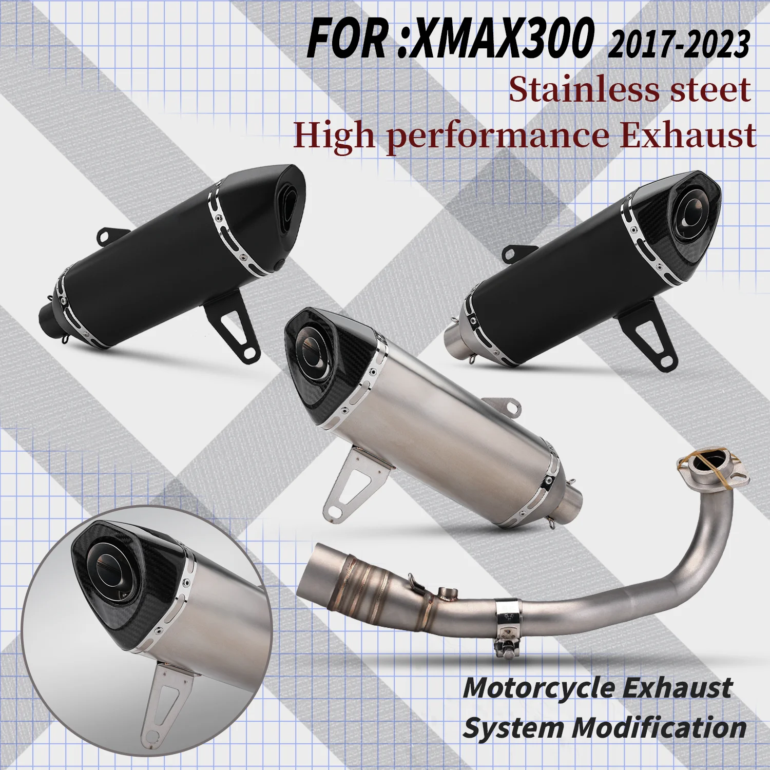 AB MOTO Motorcycle Exhaust Slip On for XMAX300 2017-2023 Motorcycle Full System Exhaust Muffler Escape Middle Link Pipe
AB MOTO Motorcycle Exhaust Slip On for XMAX300 2017-2023 Motorcycle Full System Exhaust Muffler Escape Middle Link Pipe