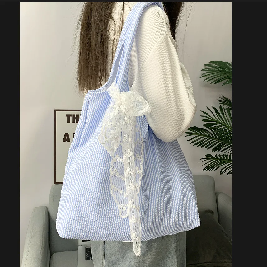 Women's Bag Korean Style Blue Checkered Canvas Bag Large Capacity Single Shoulder Tote Bag College Style Commuting Underarm Bag
Women's Bag Korean Style Blue Checkered Canvas Bag Large Capacity Single Shoulder Tote Bag College Style Commuting Underarm Bag
