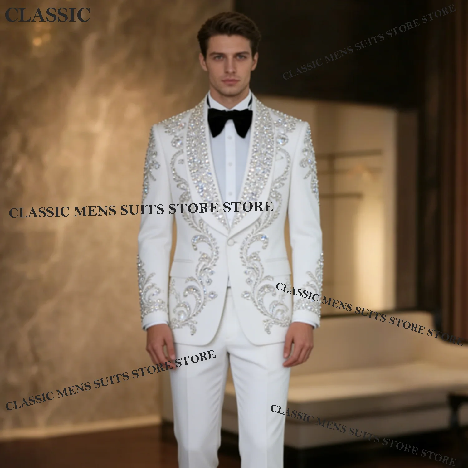 Customized Intricate Crystal Men Suits 2 Pieces Set Male Party Blazers Fashion Groom Wedding Tuxedos Slim Sequins Costume Homme
Customized Intricate Crystal Men Suits 2 Pieces Set Male Party Blazers Fashion Groom Wedding Tuxedos Slim Sequins Costume Homme