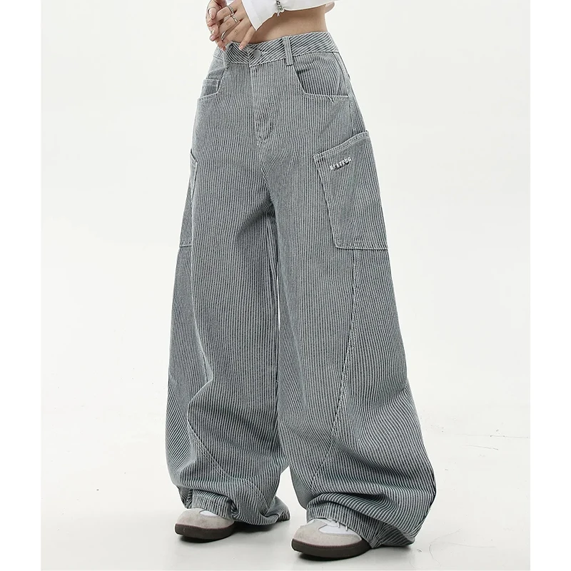 American Vintage Stripe Denim Jeans Women Hip Hop Loose Lazy Dance Trousers Fashion Harajuku Y2K Streetwear Cargo Wide Leg Pants
American Vintage Stripe Denim Jeans Women Hip Hop Loose Lazy Dance Trousers Fashion Harajuku Y2K Streetwear Cargo Wide Leg Pants