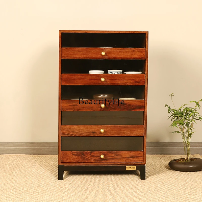 New Chinese solid wood household tea set cabinet Floor-to-ceiling tea side table storage jewelry cabinet
New Chinese solid wood household tea set cabinet Floor-to-ceiling tea side table storage jewelry cabinet