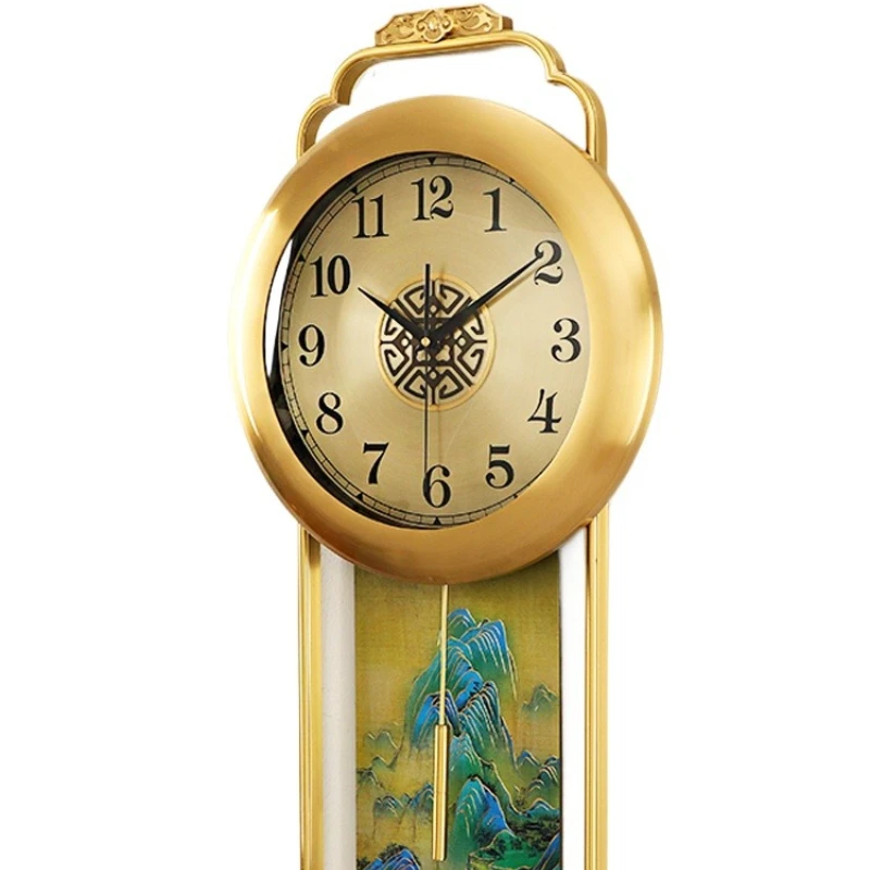 Thousand miles of rivers and mountains brass wall clock, high-end living room soft home silent quartz clock
Thousand miles of rivers and mountains brass wall clock, high-end living room soft home silent quartz clock