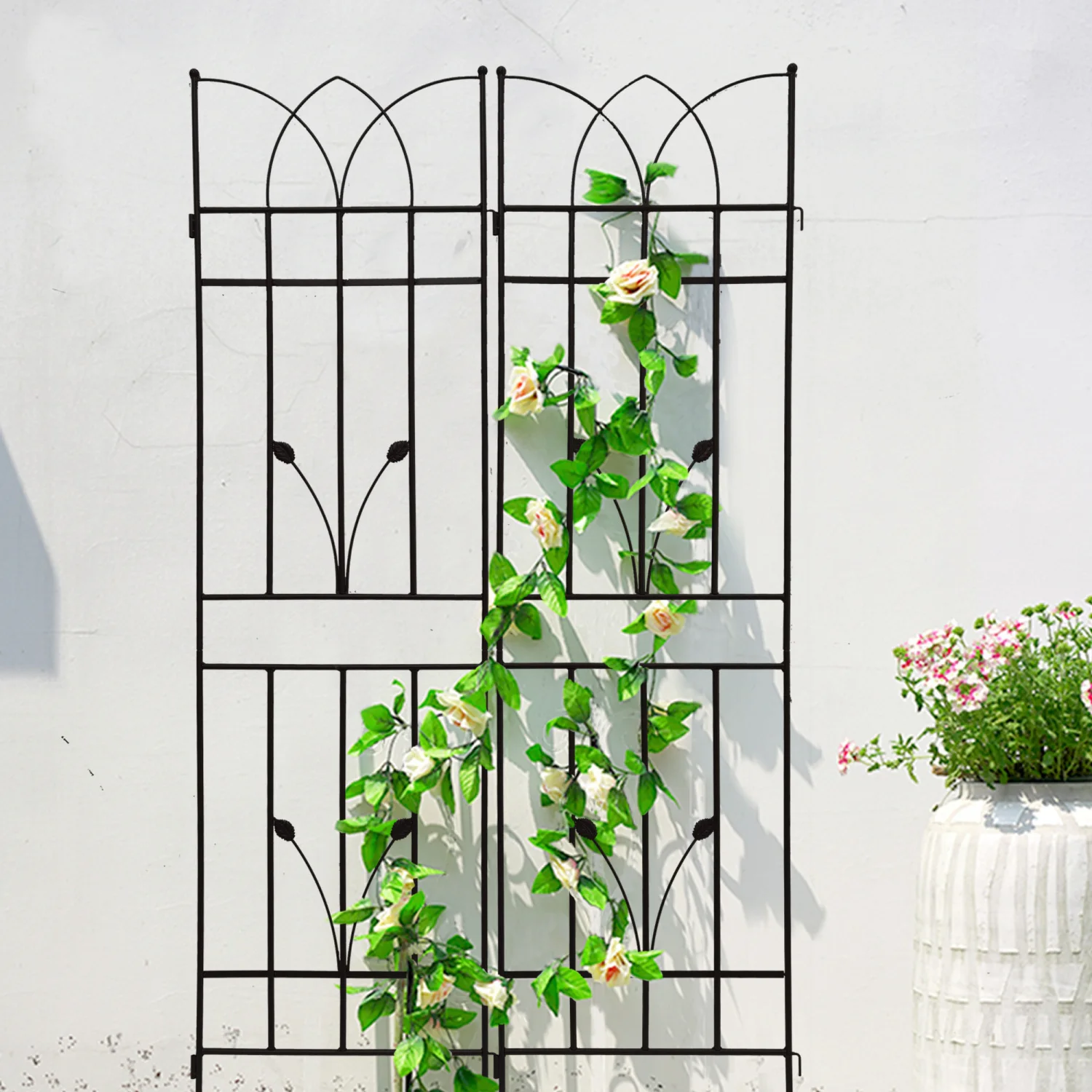 Metal Garden Trellis 4 Pack - 71" x 17.7" Rustproof Climbing Plant Trellis - Black Outdoor Flower Support
Metal Garden Trellis 4 Pack - 71" x 17.7" Rustproof Climbing Plant Trellis - Black Outdoor Flower Support