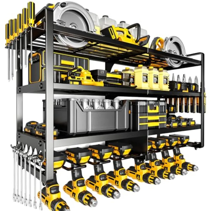 Large Power Tool Organizer Wall Mount, 4 Layers Heavy Duty Metal Loads 400lbs, Power Tool Shelf Battery Storage with 8 Cordless
Large Power Tool Organizer Wall Mount, 4 Layers Heavy Duty Metal Loads 400lbs, Power Tool Shelf Battery Storage with 8 Cordless
