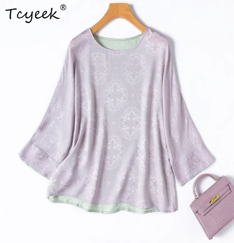 Tcyeek 100% Real Silk Shirts for Women 2026 Spring Summer Elegant Pinkish Purple Reversible Top Clothes for Ladies Tops De Mujer
Tcyeek 100% Real Silk Shirts for Women 2026 Spring Summer Elegant Pinkish Purple Reversible Top Clothes for Ladies Tops De Mujer