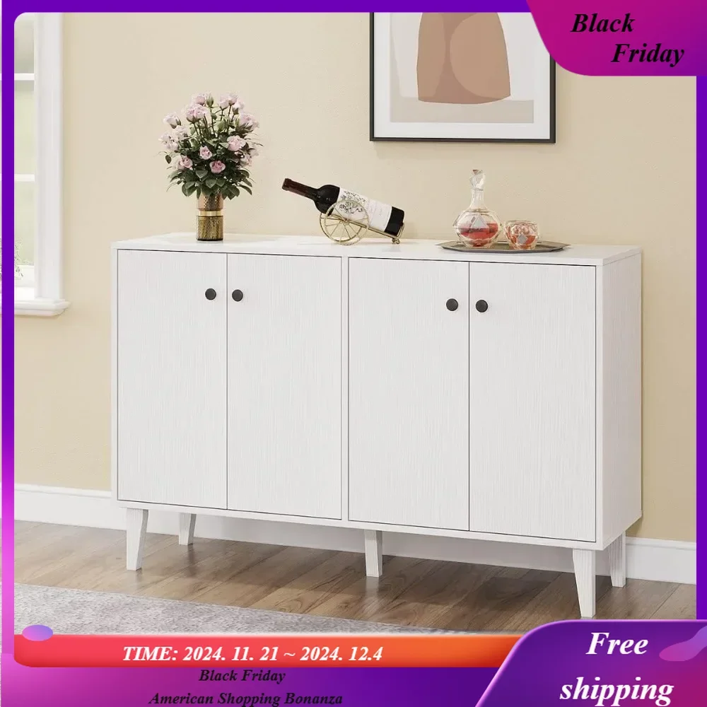 Sideboard Buffet Cabinet Kitchen Storage Cabinet Living Room 4 Doors Console Table (White/Black) 14.96"D x 50.12"W x 32.52"H
Sideboard Buffet Cabinet Kitchen Storage Cabinet Living Room 4 Doors Console Table (White/Black) 14.96"D x 50.12"W x 32.52"H