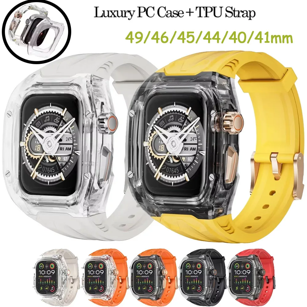 Translucent Case Protective cover+TPU Strap For Apple Watch Ultra 2/1 49mm bracelet iWatch Series 10 9 8 7 6 5 46/45/44/40/41mm
Translucent Case Protective cover+TPU Strap For Apple Watch Ultra 2/1 49mm bracelet iWatch Series 10 9 8 7 6 5 46/45/44/40/41mm