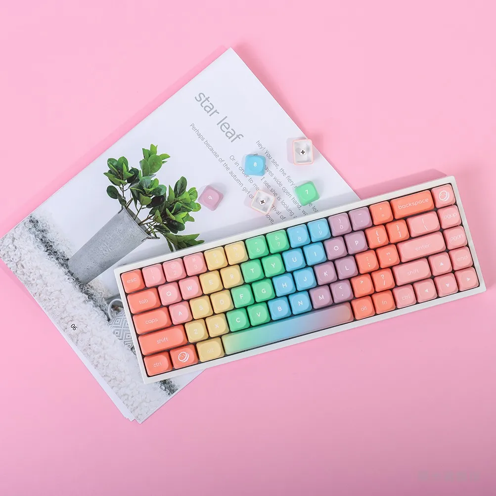 133Keys Gradient Colored Macaron Keycaps MOA Profile PBT Dye Sublimation Key Caps For MX Mechanical Keyboard Wooting GH60 67 75
133Keys Gradient Colored Macaron Keycaps MOA Profile PBT Dye Sublimation Key Caps For MX Mechanical Keyboard Wooting GH60 67 75