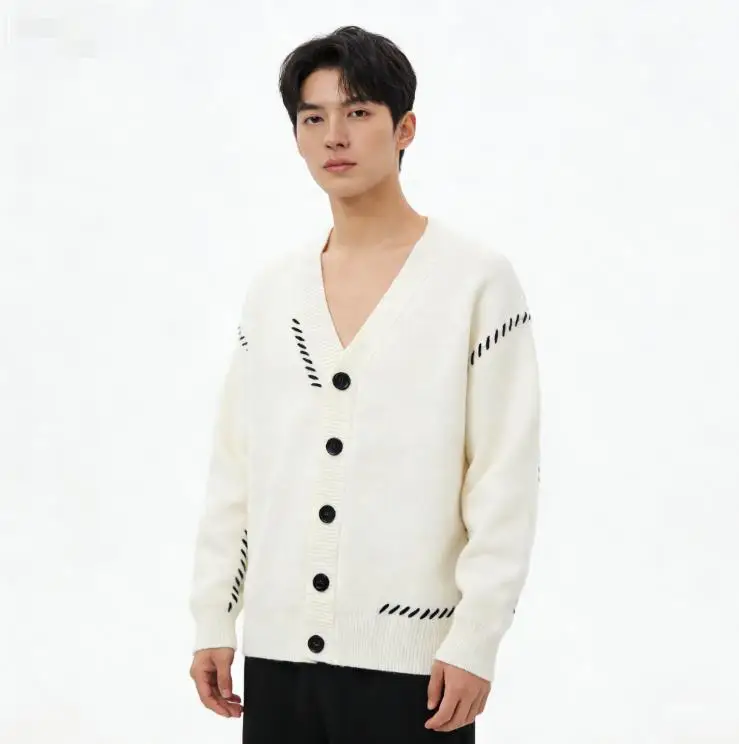 Autumn and Winter V-Neck Cardigan with Color Inlaid Long Sleeved Trendy and Warm Casual Knitted Sweater for Men
Autumn and Winter V-Neck Cardigan with Color Inlaid Long Sleeved Trendy and Warm Casual Knitted Sweater for Men