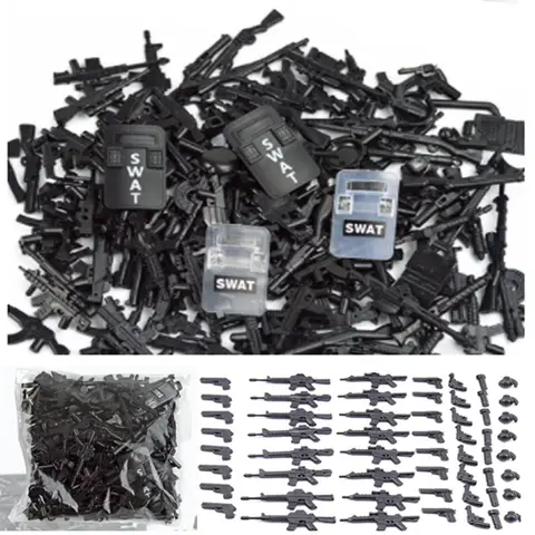 Military Weapons SWAT Gun Cannon Shield Building Blocks kit Soldier Army Police Figure Accessories Model Bricks DIY Toys