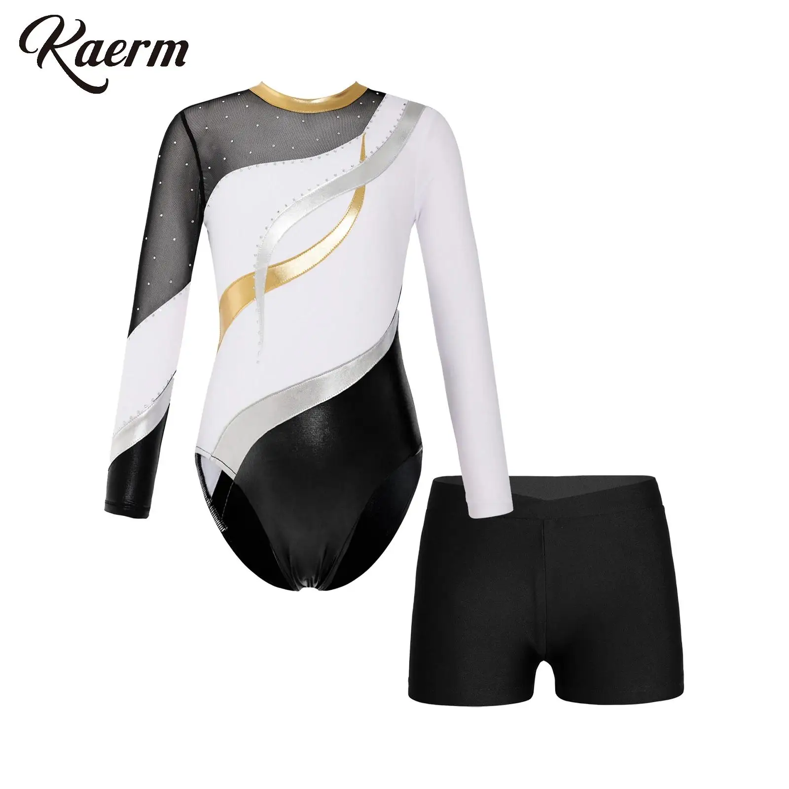 Kids Girls Long Sleeve Shiny Rhinestones Ballet Outfit Hollow Back Patchwork Leotard with Shorts for Dance Gymnastic Performance
Kids Girls Long Sleeve Shiny Rhinestones Ballet Outfit Hollow Back Patchwork Leotard with Shorts for Dance Gymnastic Performance