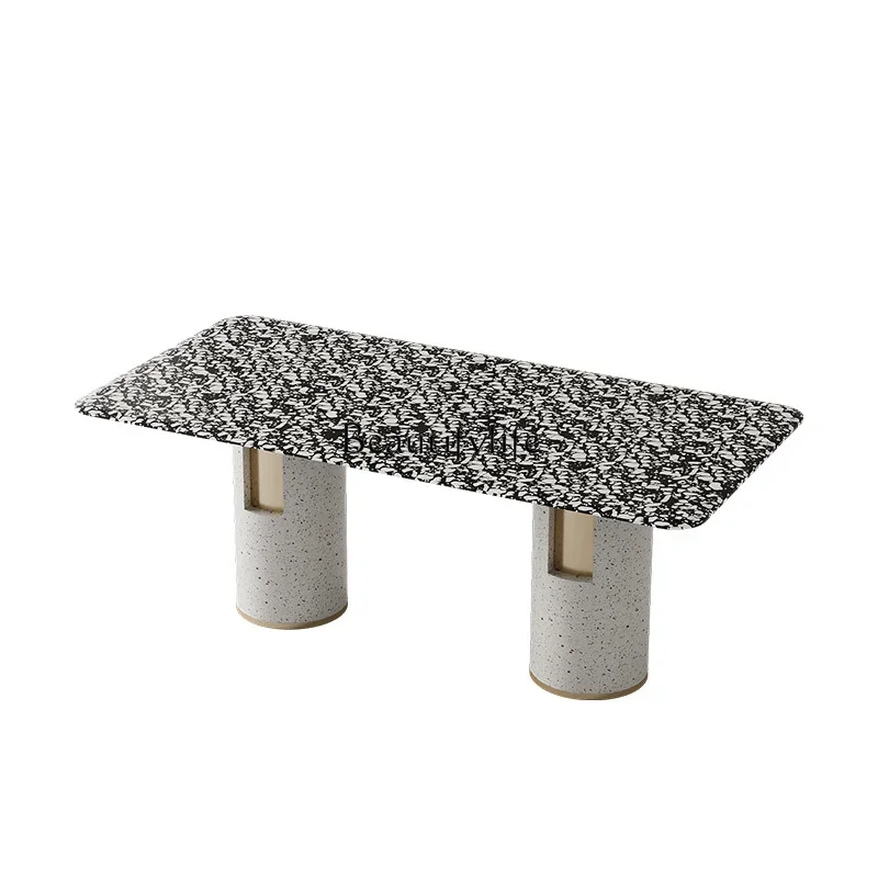 French cream style dining table household small apartment marble rectangular terrazzo dining table
French cream style dining table household small apartment marble rectangular terrazzo dining table