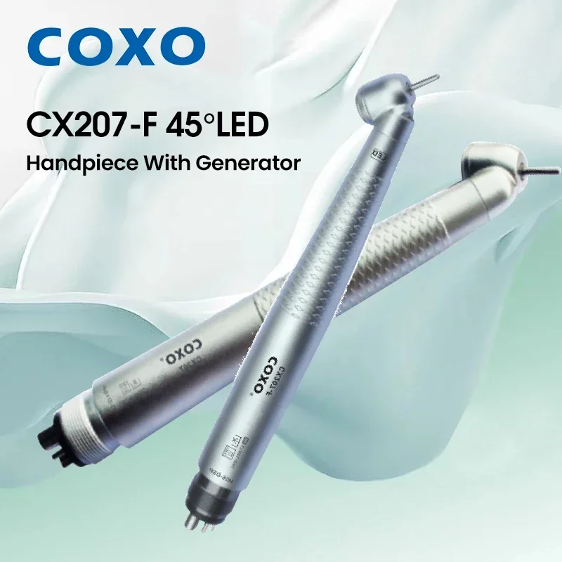 COXO CX207-F 45 ° Угловой стоматологический высокоскоростной светодиодный наконечник — пневматическая турбина с 3-сторонним распылением охлаждающей жидкости для очистки и отбеливания
COXO CX207-F 45 ° Угловой стоматологический высокоскоростной светодиодный наконечник — пневматическая турбина с 3-сторонним распылением охлаждающей жидкости для очистки и отбеливания