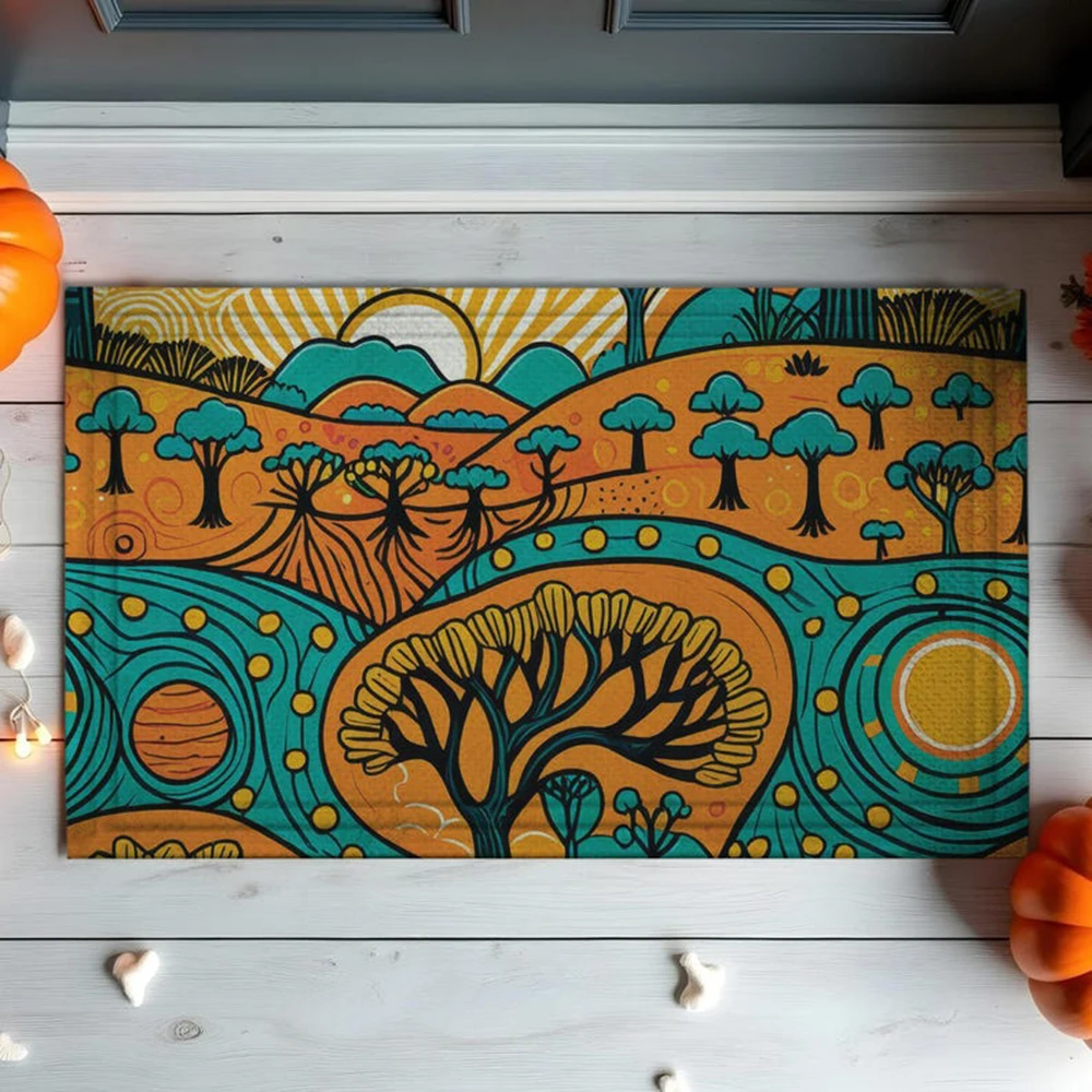 African Sunset Doormat Tribal Pattern Trees Rubber Mat Non Slip Outdoor Welcome Rug Front Door Entryway Decor Personalized
African Sunset Doormat Tribal Pattern Trees Rubber Mat Non Slip Outdoor Welcome Rug Front Door Entryway Decor Personalized