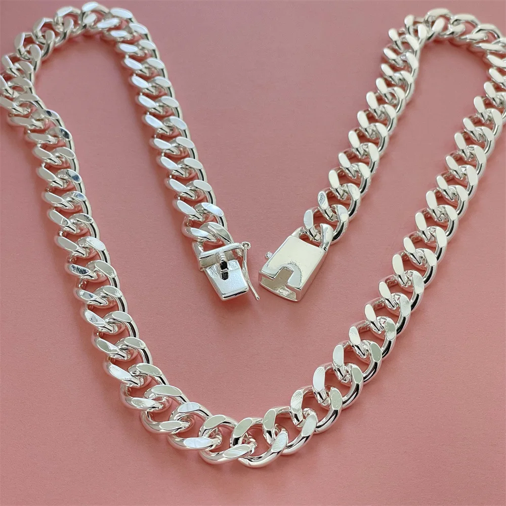 Anti-tarnish Shiny 50-60CM Square Buckle 10MM Cuban Necklace Silver&Gold S925 Sterling Silver For Men Polished long-lasting lust
Anti-tarnish Shiny 50-60CM Square Buckle 10MM Cuban Necklace Silver&Gold S925 Sterling Silver For Men Polished long-lasting lust