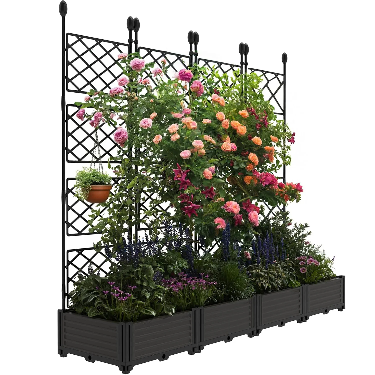 4-Piece Raised Garden Bed with Trellis & Privacy Screen Plastic Vertical Planter Box for Climbing Plants Outdoor Backyard Garden
4-Piece Raised Garden Bed with Trellis & Privacy Screen Plastic Vertical Planter Box for Climbing Plants Outdoor Backyard Garden