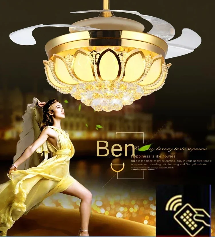 42 inch gold lotus Modern ceiling fan crystal light luxury folding Dining Room Lamp with remote control
42 inch gold lotus Modern ceiling fan crystal light luxury folding Dining Room Lamp with remote control