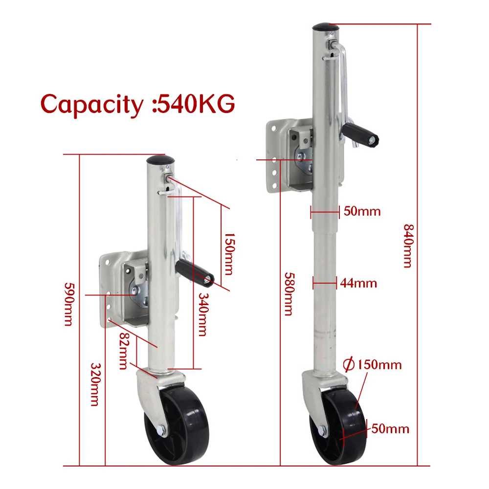 1200 lbs Trailer Jack with 6 Inch Solid Wheel 10" Lift Heavy Duty Swivel Boat Trailer Jack Foot Stand for RV Boat Accessories
1200 lbs Trailer Jack with 6 Inch Solid Wheel 10" Lift Heavy Duty Swivel Boat Trailer Jack Foot Stand for RV Boat Accessories