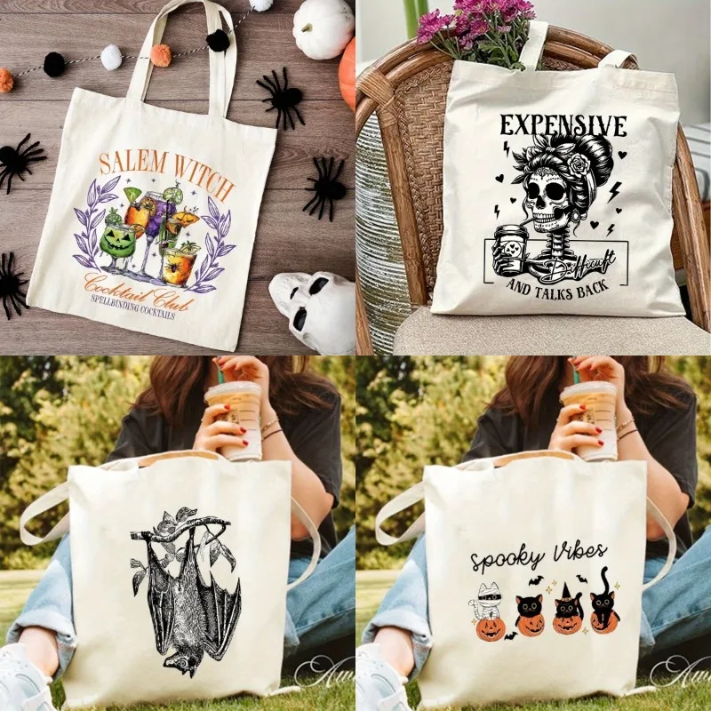 Halloween Canvas Tote Bag with Large Capacity Durable and Fashionable Witch Hat Pumpkin Cup Print Design Holiday Party and Gift
Halloween Canvas Tote Bag with Large Capacity Durable and Fashionable Witch Hat Pumpkin Cup Print Design Holiday Party and Gift