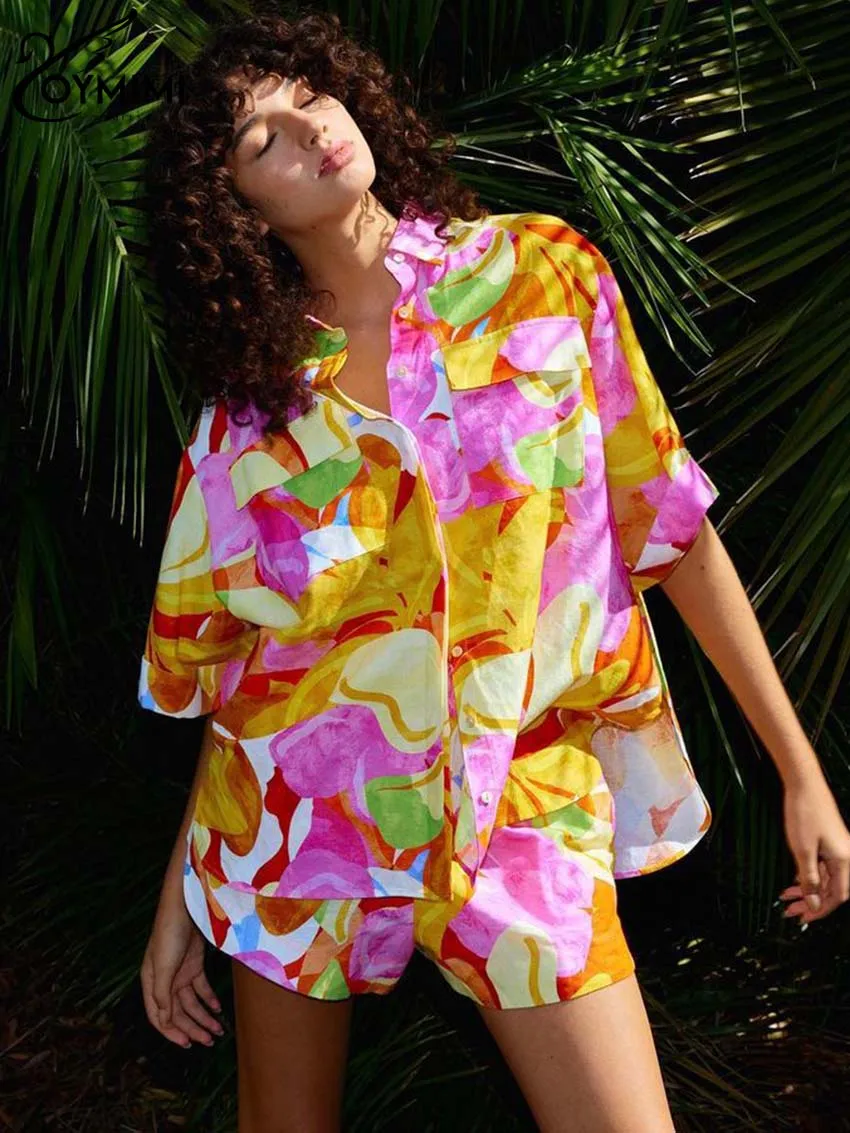 Oymimi Casual Pink Orange Print Two Piece Set For Women Spring Lapel Half Sleeve Button Shirts And Drawstring Shorts Female Sets
Oymimi Casual Pink Orange Print Two Piece Set For Women Spring Lapel Half Sleeve Button Shirts And Drawstring Shorts Female Sets