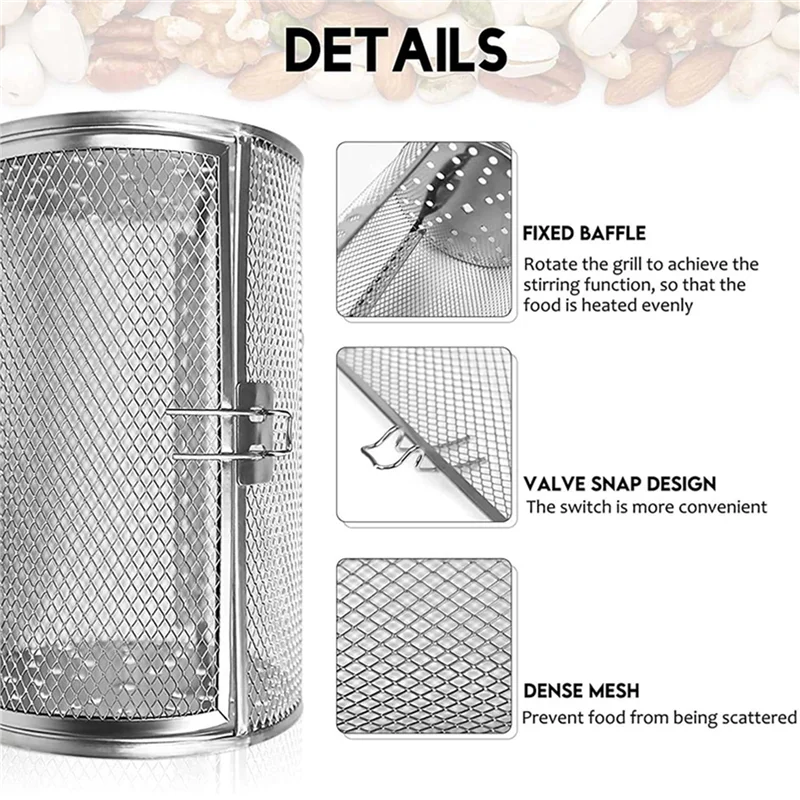 A34R 2X Stainless Steel Grill Roaster Drum Oven Basket Bakeware Oven Roast Baking Rotary Nuts Basket BBQ Grill Cooking Tool A
A34R 2X Stainless Steel Grill Roaster Drum Oven Basket Bakeware Oven Roast Baking Rotary Nuts Basket BBQ Grill Cooking Tool A