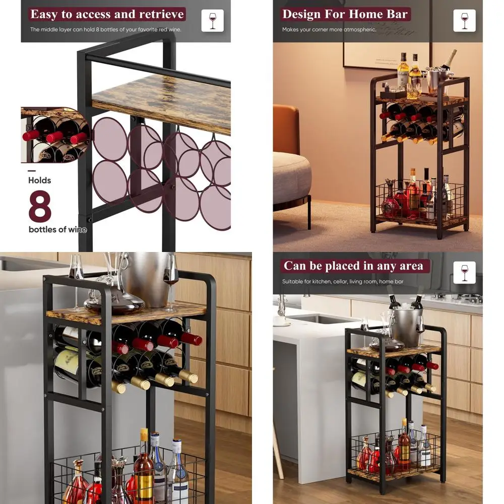 Отдельно стоящая трехъярусная винная полка с деревянной столешницей, подставка для спиртных напитков, компактный угловой барный стол, черная металлическая полка для виски для кухни
Отдельно стоящая трехъярусная винная полка с деревянной столешницей, подставка для спиртных напитков, компактный угловой барный стол, черная металлическая полка для виски для кухни