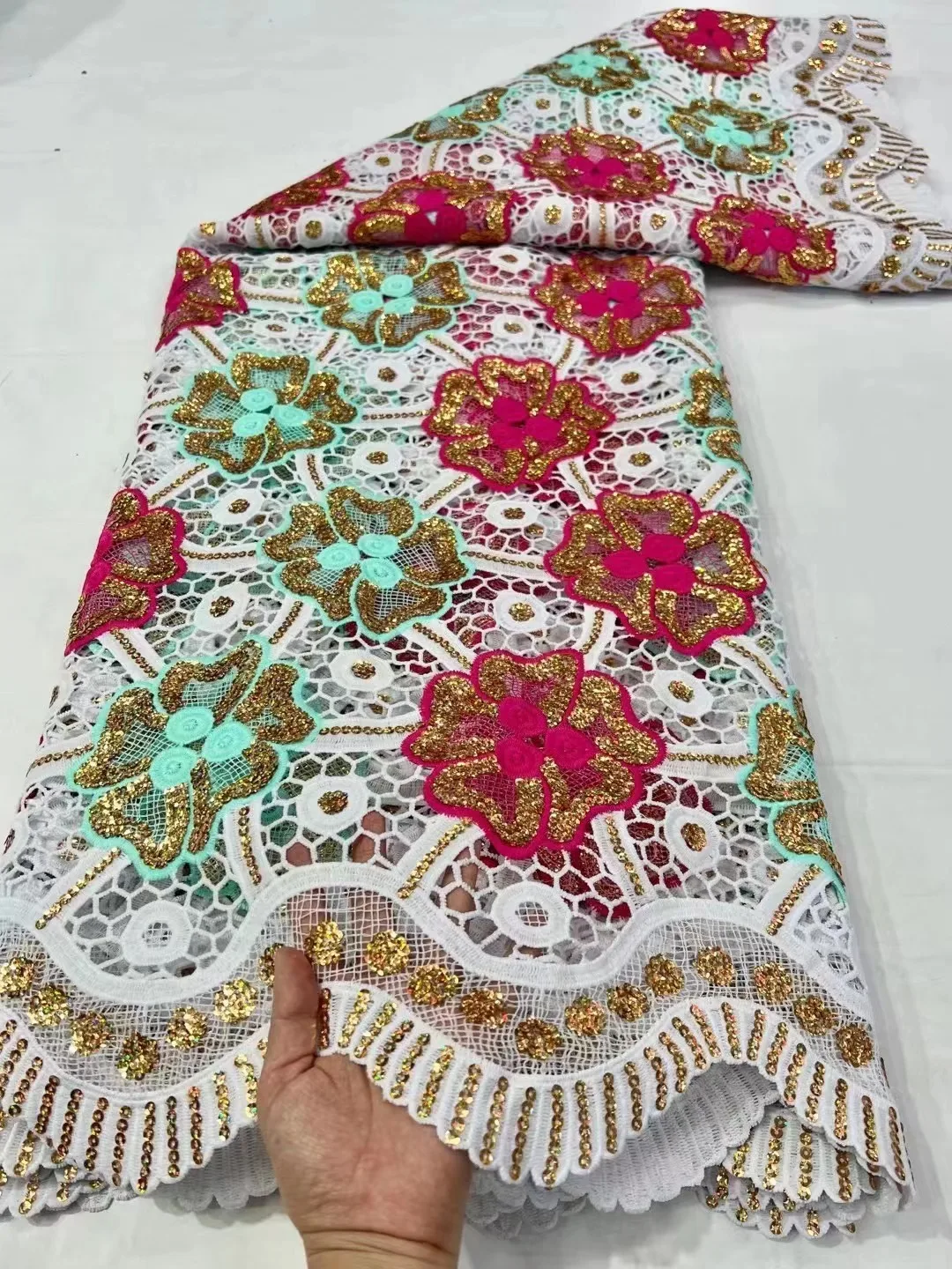 Nigerian Lace Fabrics 2024 High Quality Lace African Sequins Lace Fabric French Guipure Cord Lace Fabric For Party Sewing 5yards
Nigerian Lace Fabrics 2024 High Quality Lace African Sequins Lace Fabric French Guipure Cord Lace Fabric For Party Sewing 5yards
