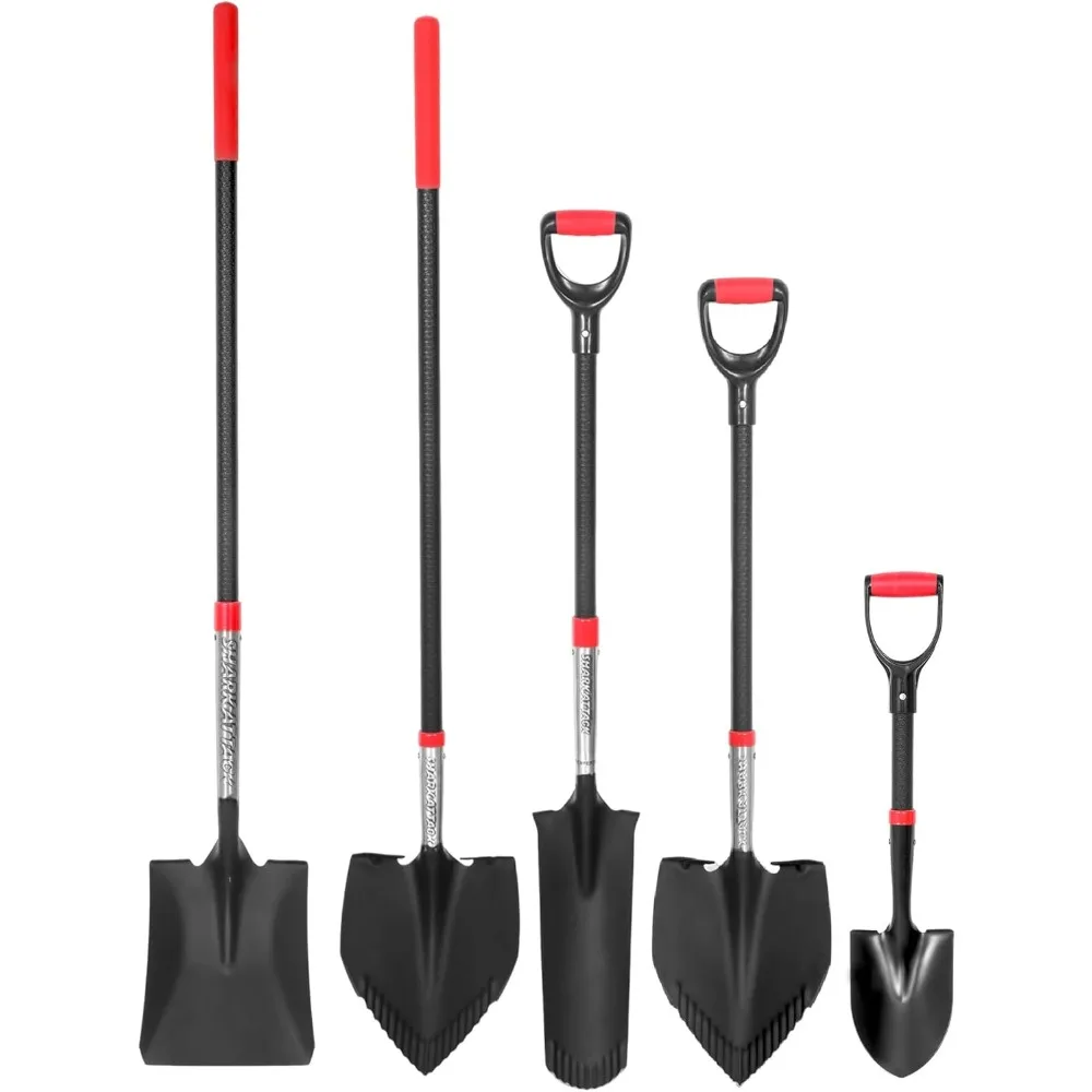Multi-Size Steel Garden Shovel Set with D-Grip Handles for Digging, Planting, and More