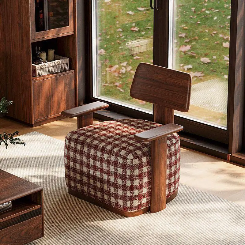 Black walnut cafe single sofa chair living room bedroom balcony simple solid wood leisure lazy chair
Black walnut cafe single sofa chair living room bedroom balcony simple solid wood leisure lazy chair