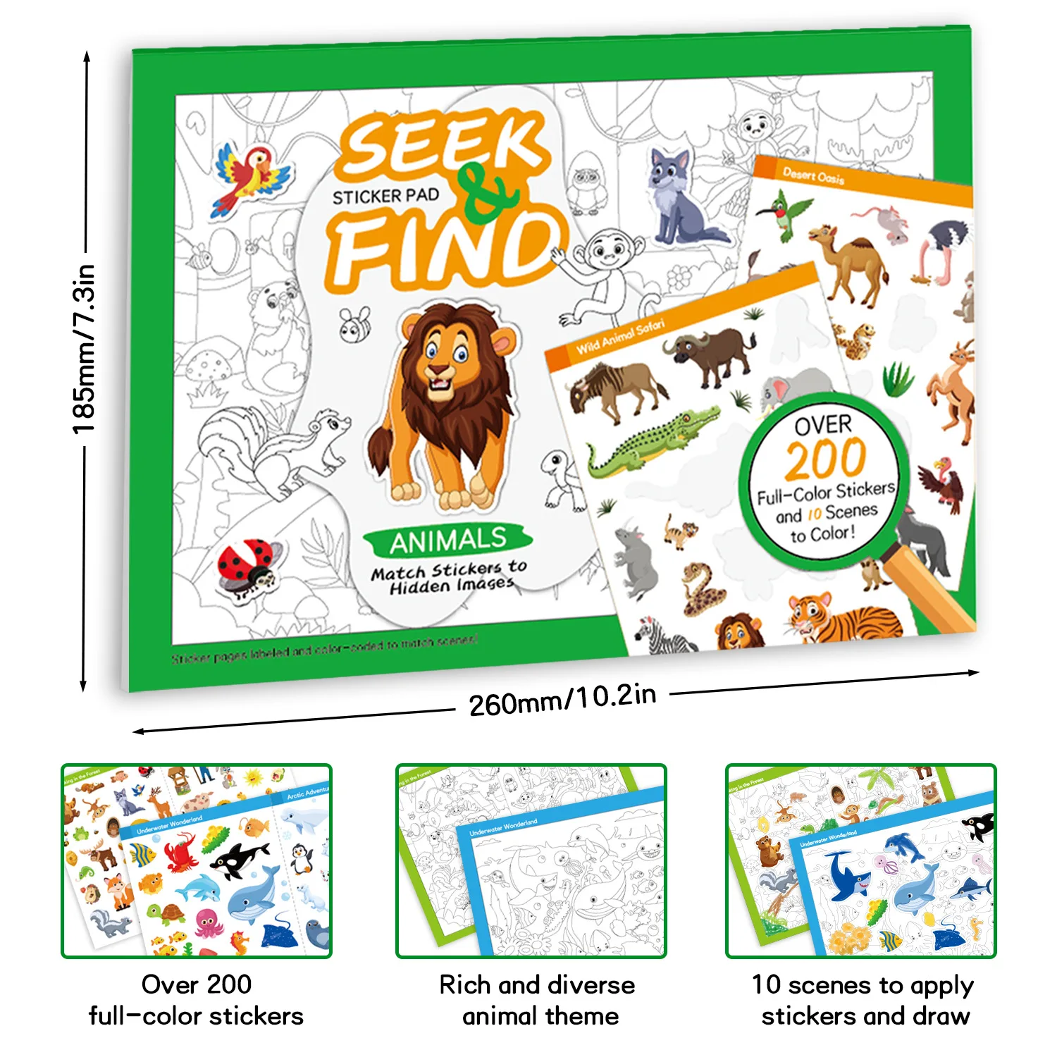 Sticker Book Early Education DIY Stickers Children 3-6 Seek and Find Animal Sticker Book Coloring Book 2-in-1 10 Pages
Sticker Book Early Education DIY Stickers Children 3-6 Seek and Find Animal Sticker Book Coloring Book 2-in-1 10 Pages