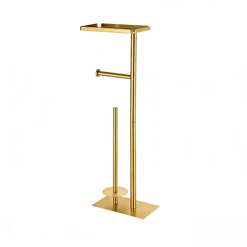 Gold Freestanding Toilet Paper Holder with Brush & Storage Tray, Stainless Steel Bathroom Organizer
Gold Freestanding Toilet Paper Holder with Brush & Storage Tray, Stainless Steel Bathroom Organizer