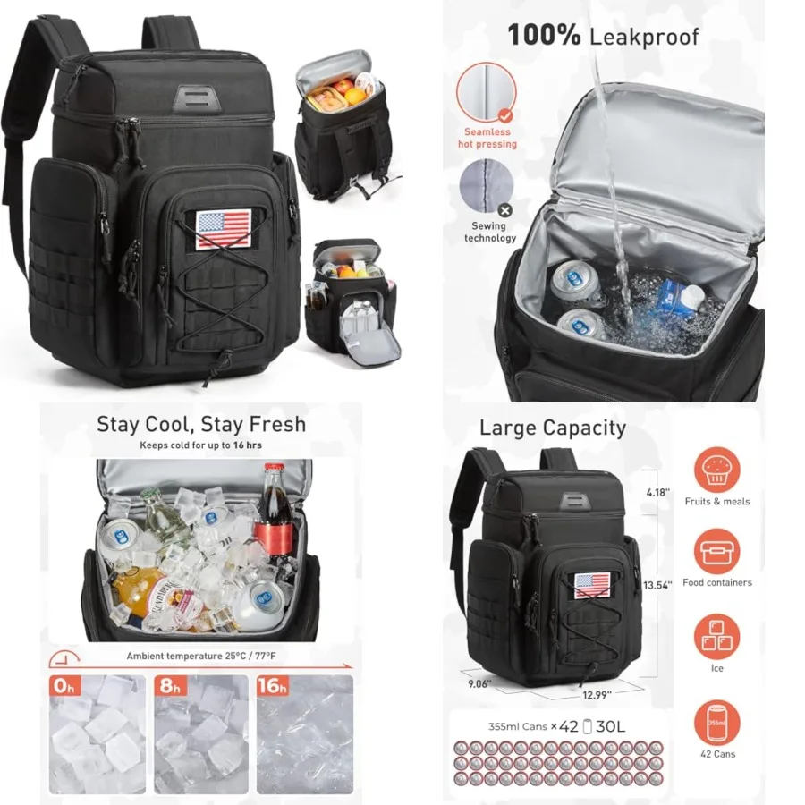 30L 42 Cans Tactical Cooler Backpack Military-Grade Insulated Back Pack with 16H Ice Retention, Leakproof Multi-Pocket Cooler B
30L 42 Cans Tactical Cooler Backpack Military-Grade Insulated Back Pack with 16H Ice Retention, Leakproof Multi-Pocket Cooler B
