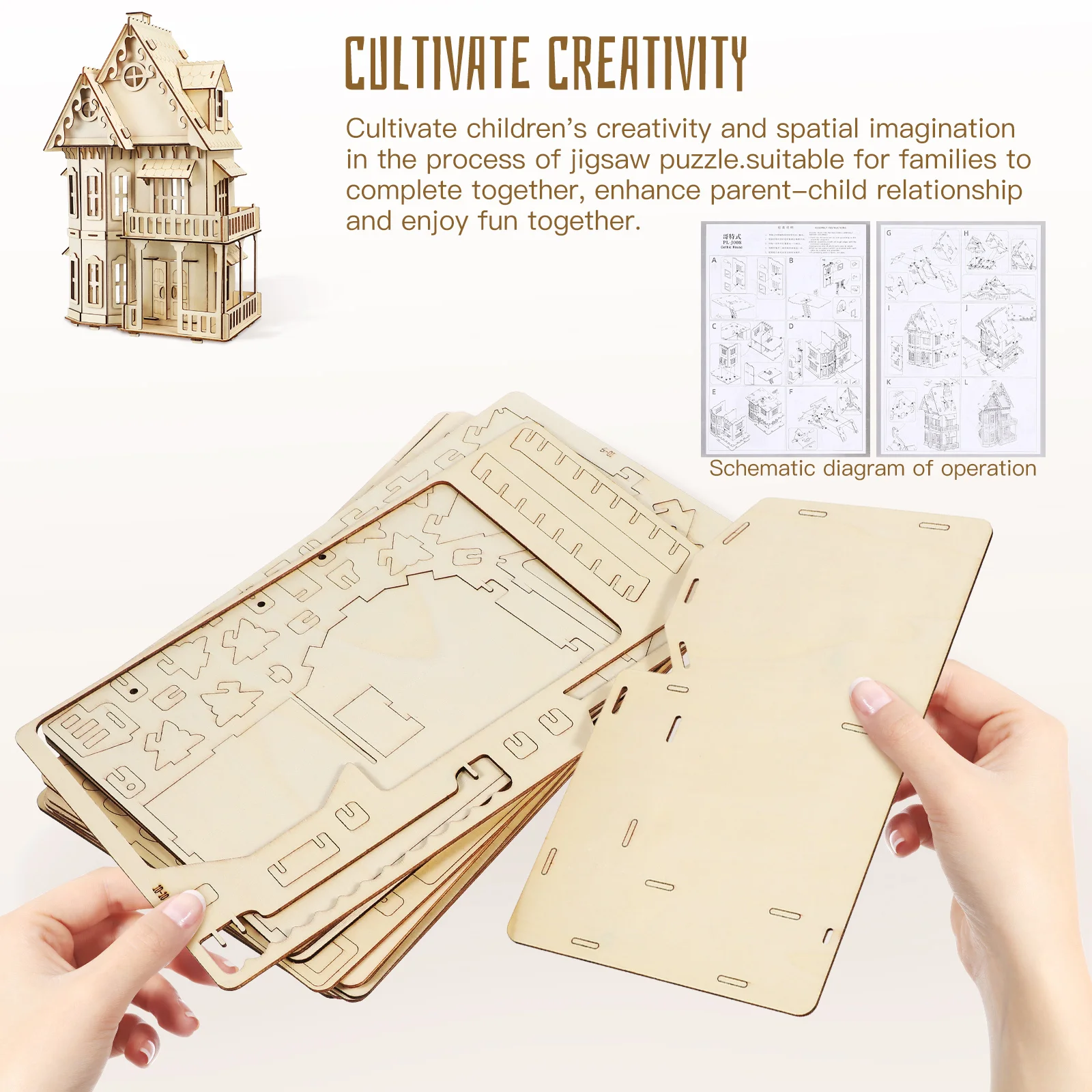 3 D Three-dimensional Puzzle Gothic Villa Jigsaw Home Decor Wooden Assembling House
3 D Three-dimensional Puzzle Gothic Villa Jigsaw Home Decor Wooden Assembling House