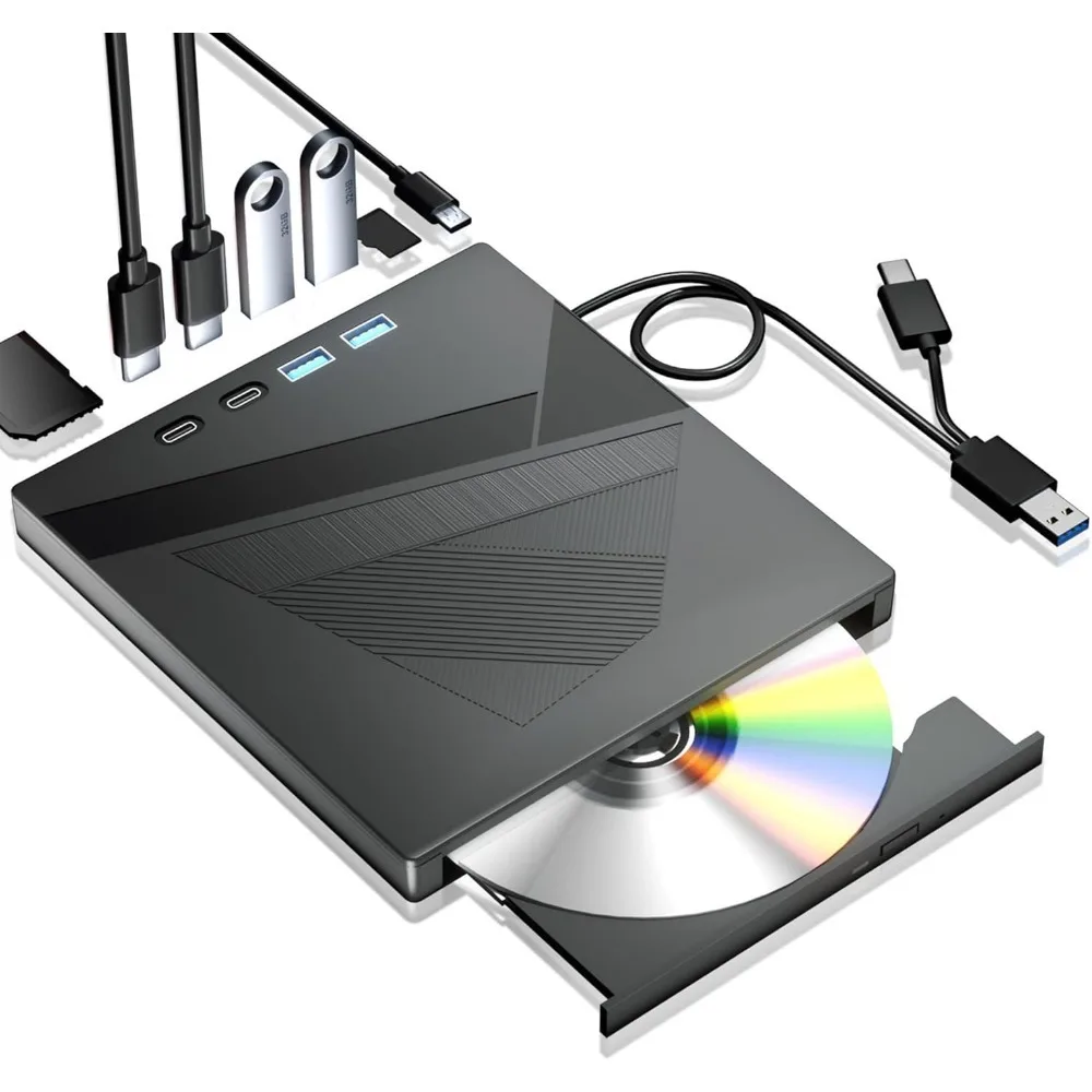 Внешний привод для компакт-дисков/DVD 7-в-1, DVD-плеер USB 3.0 Type-C, портативный диск Plug & Play, высокоскоростная передача данных для портативных ПК
Внешний привод для компакт-дисков/DVD 7-в-1, DVD-плеер USB 3.0 Type-C, портативный диск Plug & Play, высокоскоростная передача данных для портативных ПК