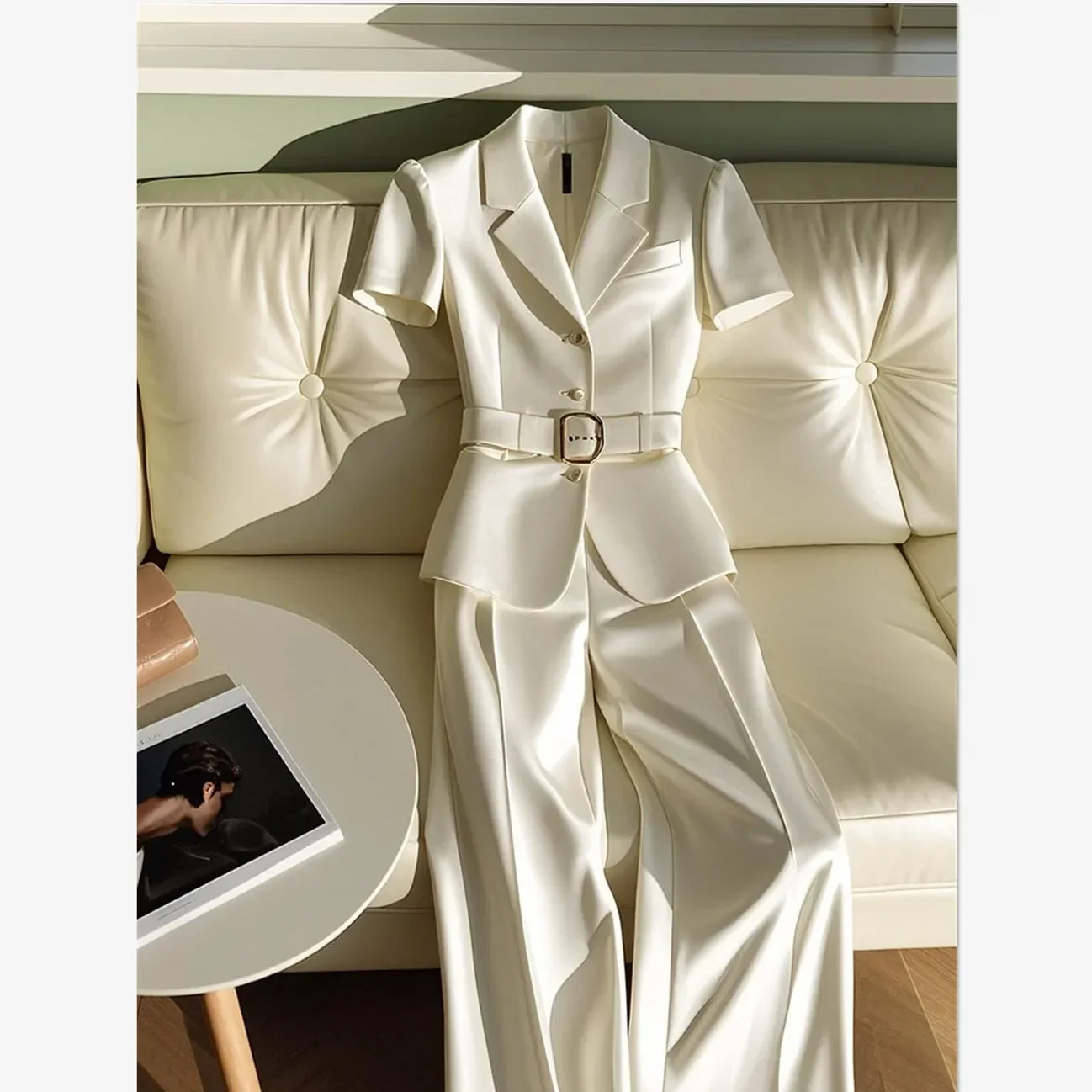 New High Quality Formal Suit Women Notched Collar Single Breasted Jacket + Wide Leg Pants Two Piece Sets Office Lady Outfits
New High Quality Formal Suit Women Notched Collar Single Breasted Jacket + Wide Leg Pants Two Piece Sets Office Lady Outfits