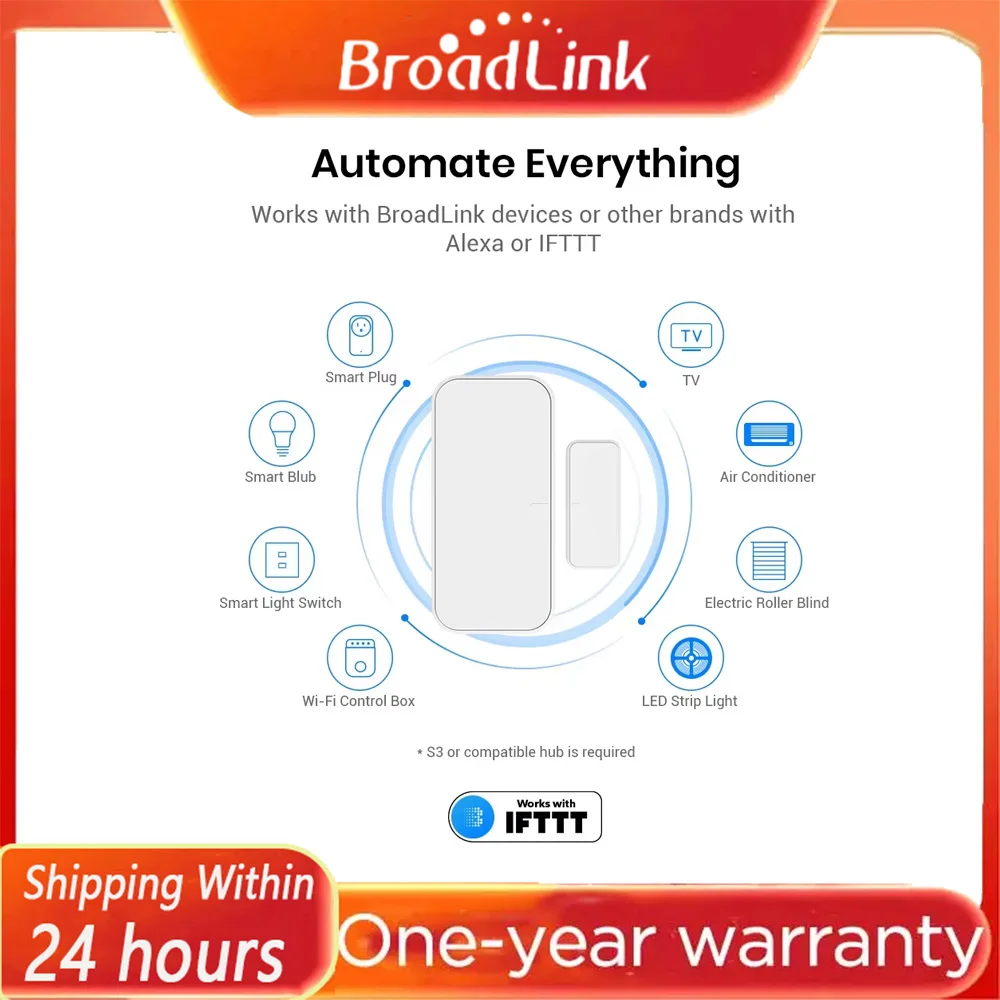 BroadLink DS4 wireless smart security door open contact sensor compatible with Alexa Google Assistant S3 HUB required
BroadLink DS4 wireless smart security door open contact sensor compatible with Alexa Google Assistant S3 HUB required