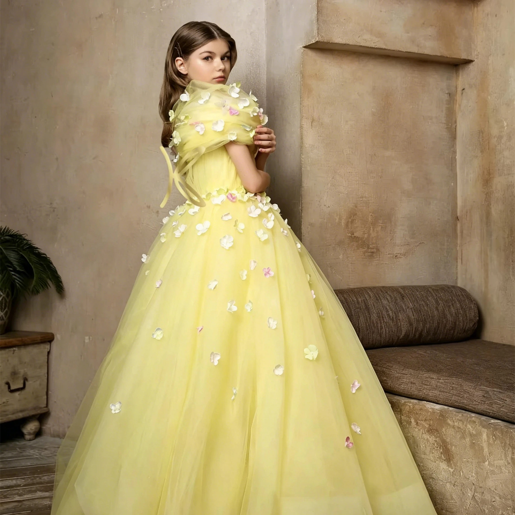 Yellow Customized Flower Girl Dress For Wedding Appliques Short Sleeve Floor Length Elegant Kids Birthday First Communion Gown
Yellow Customized Flower Girl Dress For Wedding Appliques Short Sleeve Floor Length Elegant Kids Birthday First Communion Gown
