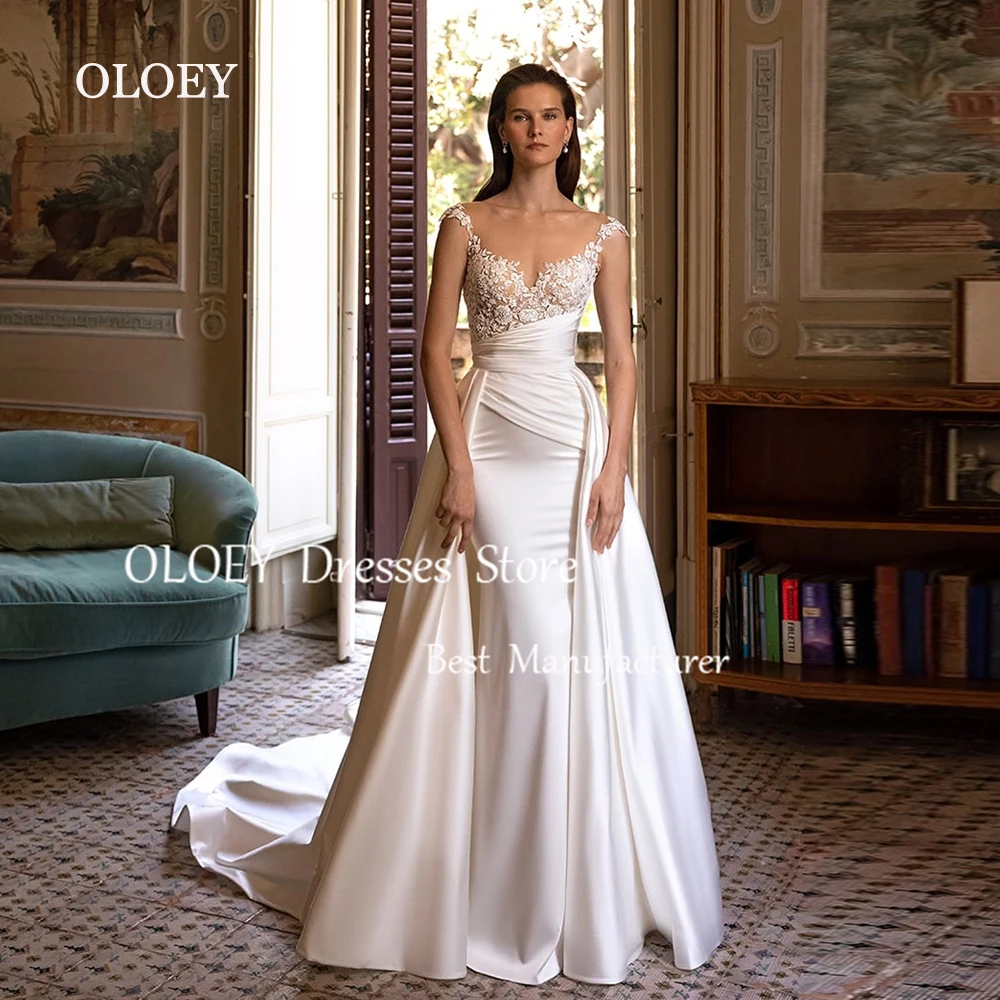 OLOEY Luxury Ivory Mermaid Wedding Dress With Detachable Long Train Sleeveless Bridal Gown Floor Length Pleats Satin Custom Made
OLOEY Luxury Ivory Mermaid Wedding Dress With Detachable Long Train Sleeveless Bridal Gown Floor Length Pleats Satin Custom Made