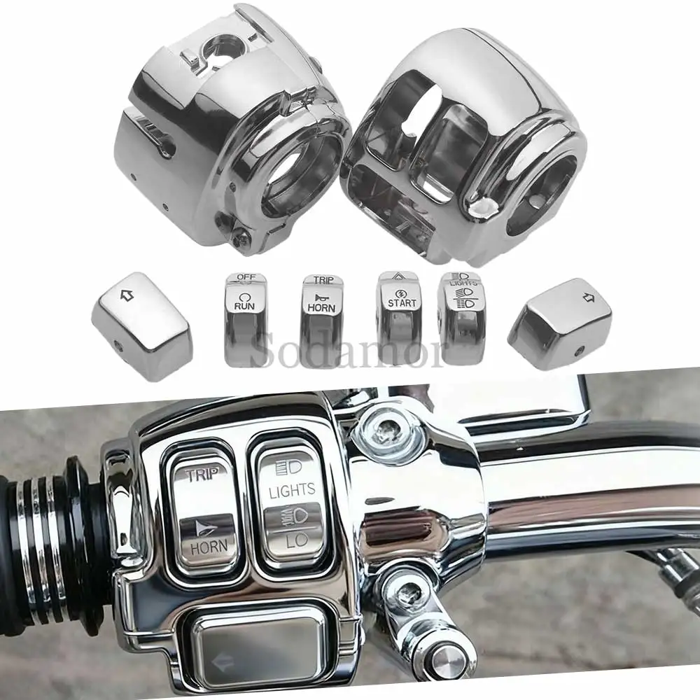Motorcycle Handlebar Control Switch Housings Cover Button Caps Chrome Kit Fit For Harley Sportster Low/SuperLow XL883L 2014-2019
Motorcycle Handlebar Control Switch Housings Cover Button Caps Chrome Kit Fit For Harley Sportster Low/SuperLow XL883L 2014-2019