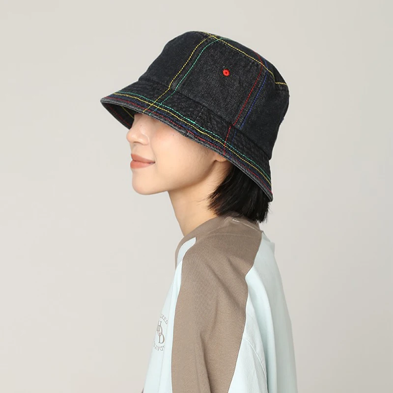 Denim Bucket Hat with Rainbow Stitching for Women and Men Korean Style Short Brim Summer Sun Protection Fisherman Cap Unisex
Denim Bucket Hat with Rainbow Stitching for Women and Men Korean Style Short Brim Summer Sun Protection Fisherman Cap Unisex
