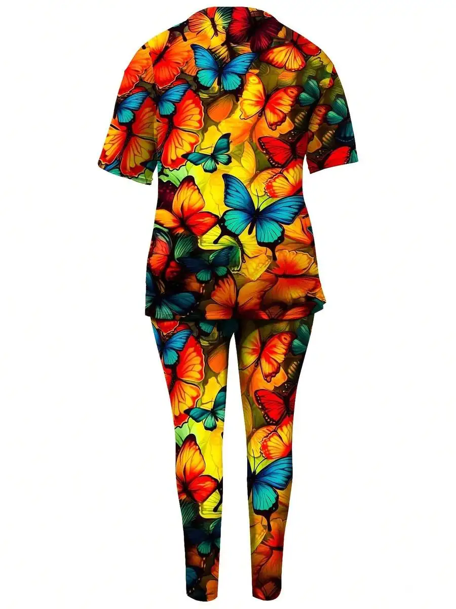Butterfly Print Two-Piece Set For Women Short Sleeve Top And Pants Casual Sportwear
Butterfly Print Two-Piece Set For Women Short Sleeve Top And Pants Casual Sportwear