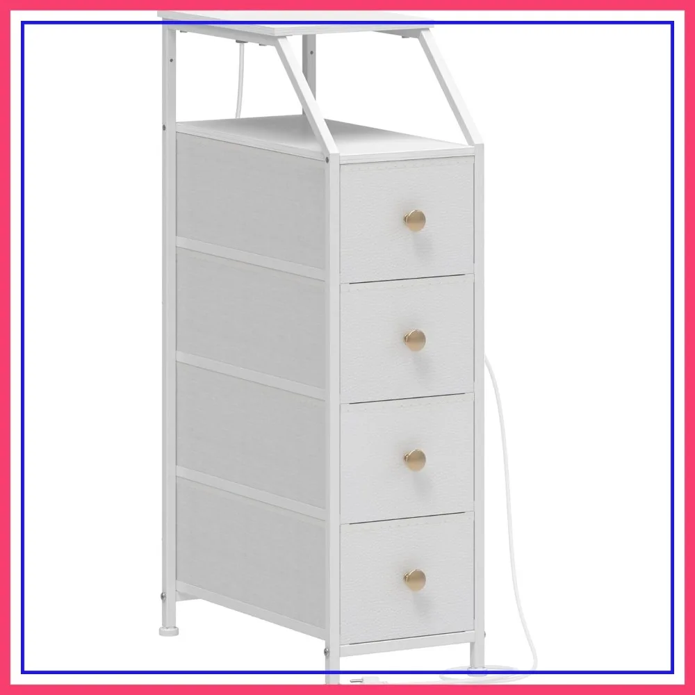 Narrow Dresser Tall Skinny Storage Tower with Charging Station, 4 Drawers Nightstand for Bedroom Bathroom Small Spaces
Narrow Dresser Tall Skinny Storage Tower with Charging Station, 4 Drawers Nightstand for Bedroom Bathroom Small Spaces