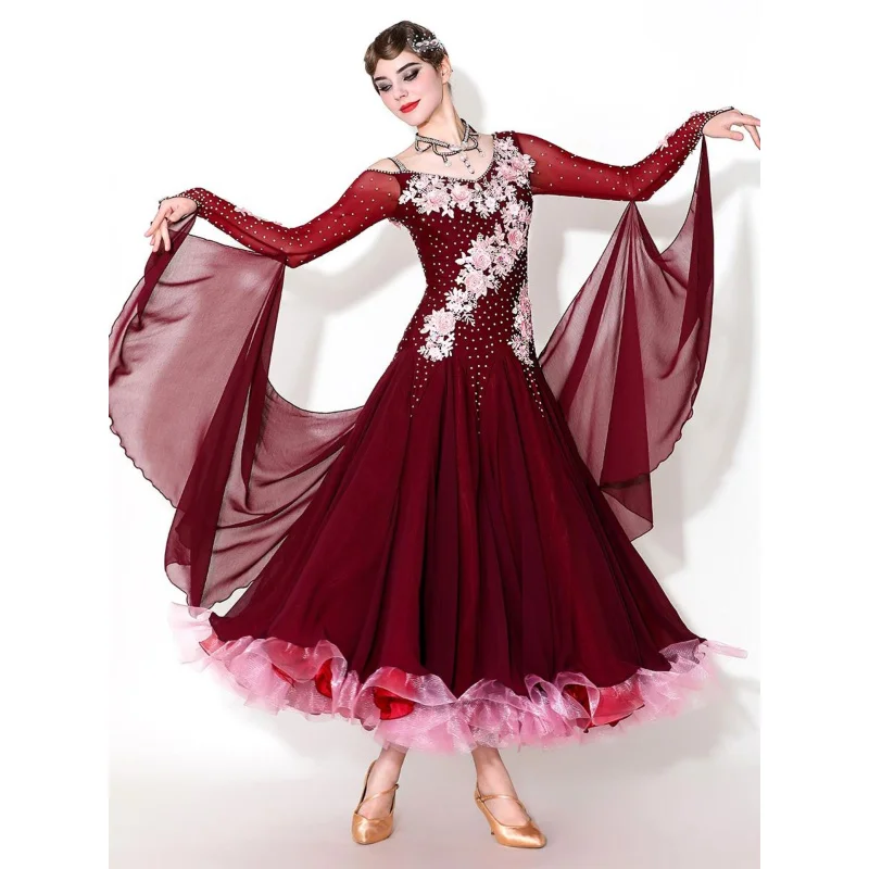 Modern Dance Applique Ballroom Dress For Waltz Diamond-Embellished Performance Outfit
Modern Dance Applique Ballroom Dress For Waltz Diamond-Embellished Performance Outfit