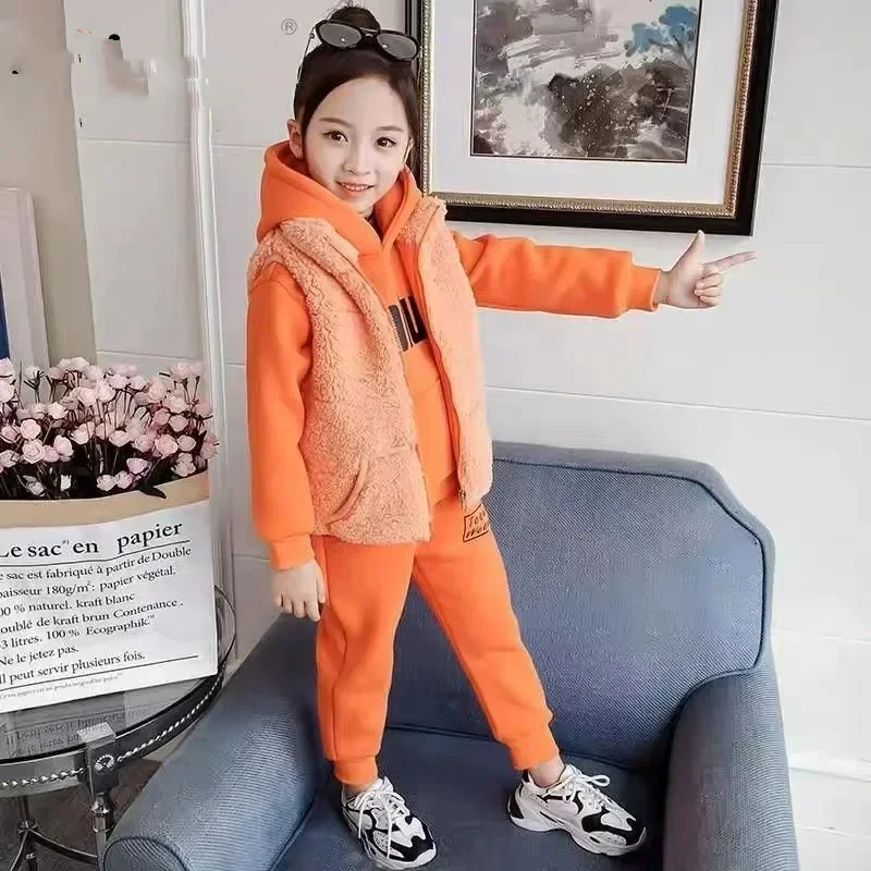 Kids Winter Warm Baby Girls Clothing Set Thicken Pants Suit Children Plus Velvet Tracksuit Toddlers Hooded Vest 3Pcs/Set 4-12Yrs
Kids Winter Warm Baby Girls Clothing Set Thicken Pants Suit Children Plus Velvet Tracksuit Toddlers Hooded Vest 3Pcs/Set 4-12Yrs
