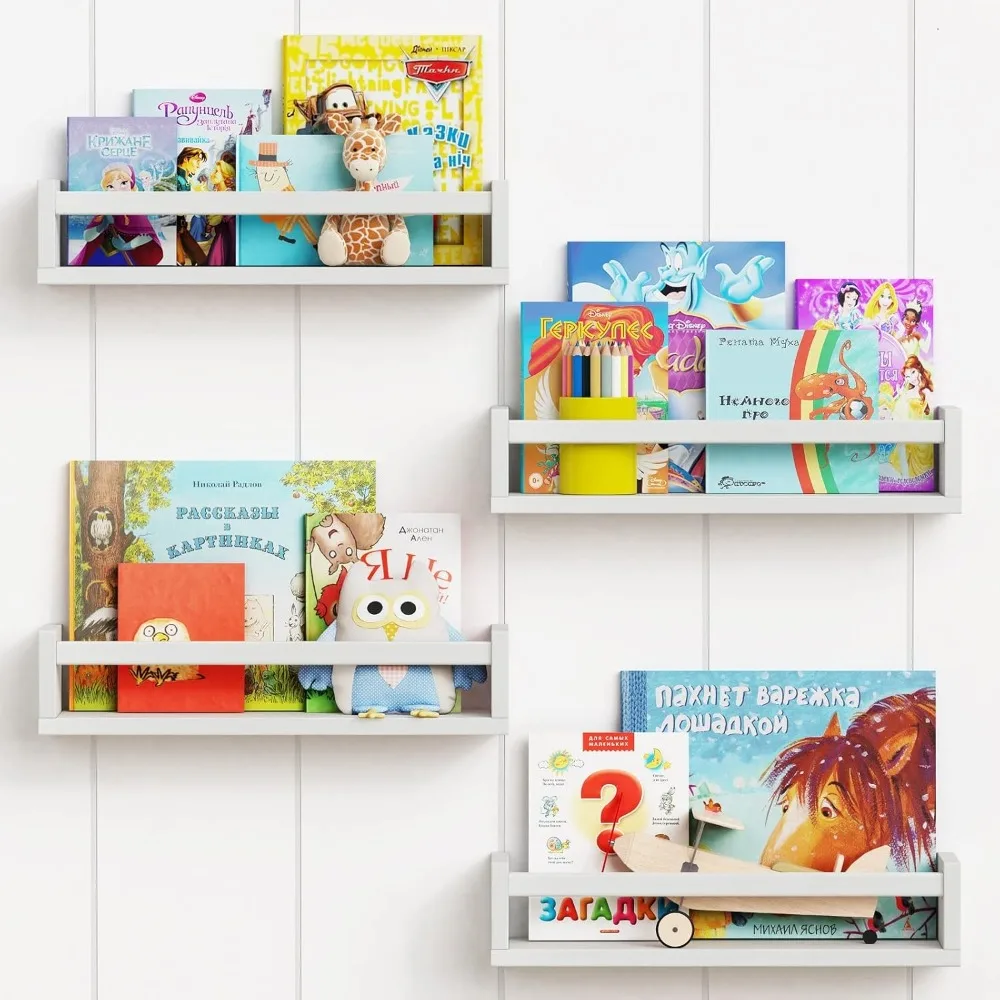 Floating Nursery Book Shelves for Wall Set of 4, White Wall Bookshelf for Kids Room
Floating Nursery Book Shelves for Wall Set of 4, White Wall Bookshelf for Kids Room